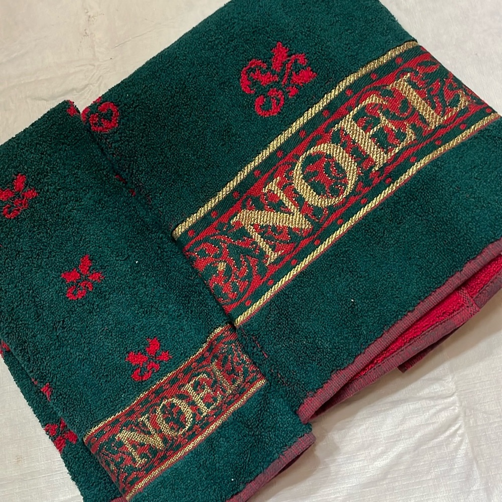 VINTAGE - Fieldcrest Holiday NOEL Bath & Hand Towel